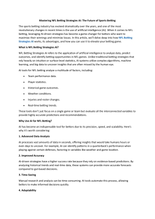 Mastering NFL Betting Strategies AI - The Future of Sports Betting