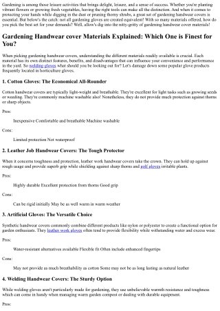 Gardening Glove Materials Explained: Which One is Ideal for You?