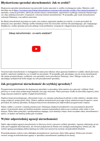 Błyskawiczna sprzedaż nieruchomości: Jak efektywnie sprzedać?