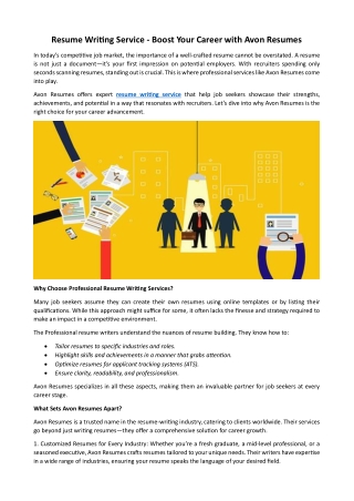 Resume Writing Service - Avon Resumes