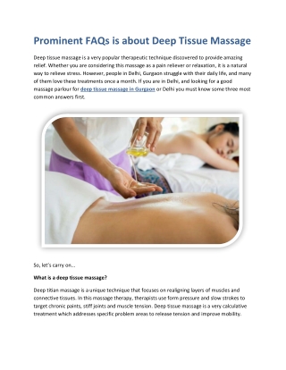 Prominent FAQs is about Deep Tissue Massage