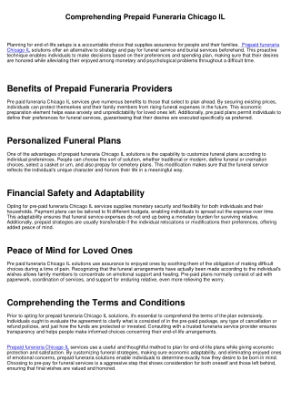 Comprehending Prepaid Funeraria Chicago IL