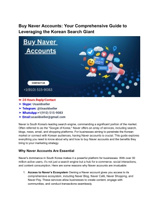 Buy Naver Accounts_ Your Comprehensive Guide to Leveraging the Korean Search Giant