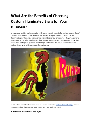 What Are the Benefits of Choosing Custom Illuminated Signs for Your Business