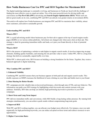 How Noida Businesses Can Use PPC and SEO Together for Maximum ROI