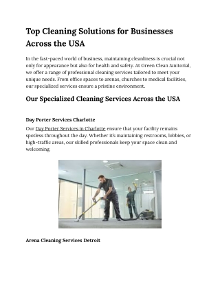 Top Cleaning Solutions for Businesses Across the USA