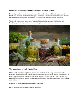 Revitalizing Men’s Health Naturally: The Power of Herbal Products