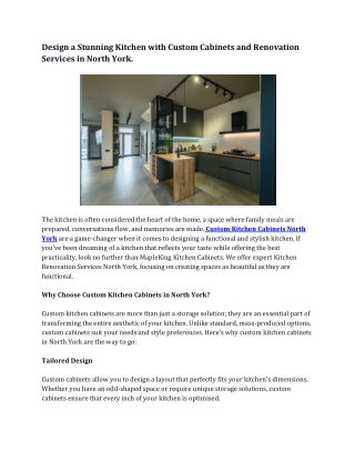 Design a Stunning Kitchen with Custom Cabinets and Renovation Services in North York