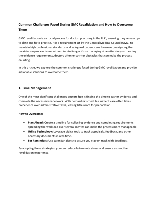 Common Challenges Faced During GMC Revalidation and How to Overcome Them