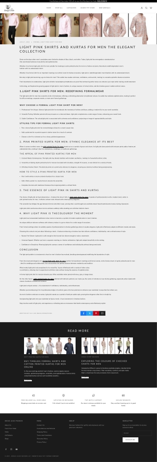 Light Pink Shirts and Kurtas for Men The Elegant Collection