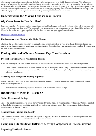 Finding Affordable Tucson Movers: Your Guide to Cheap and Reliable Moving Servic
