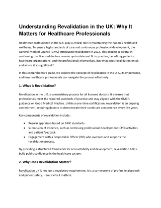 Understanding Revalidation in the UK Why It Matters for Healthcare Professionals