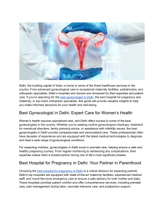 Discovering the Best Gynecologist in Delhi For for Women’s Health