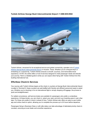 Turkish Airlines George Bush Intercontinental Airport