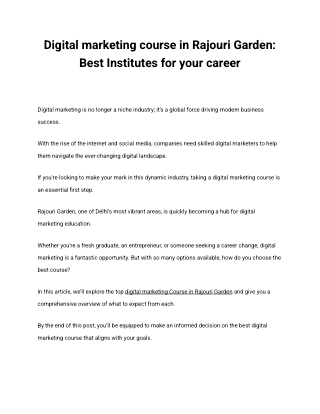 Digital marketing Course in Rajouri Garden