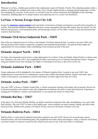 LaVina: Discovering the Suburban Delights of Southeast Orlando