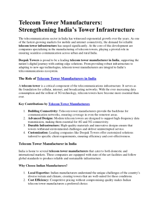 Telecom Tower Manufacturers in india