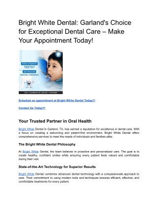 Bright White Dental_ Garland's Choice for Exceptional Dental Care – Make Your Appointment Today!