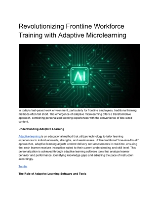 How to Use Adaptive Microlearning for Your Frontline Workforce - Maxlearn