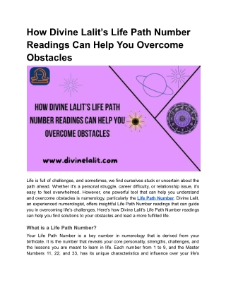 How Divine Lalit’s Life Path Number Readings Can Help You Overcome Obstacles