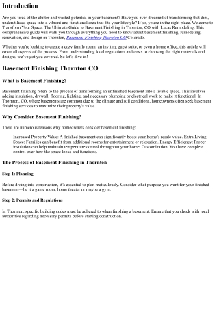 Transform Your Space: The Ultimate Guide to Basement Finishing in Thornton, CO w