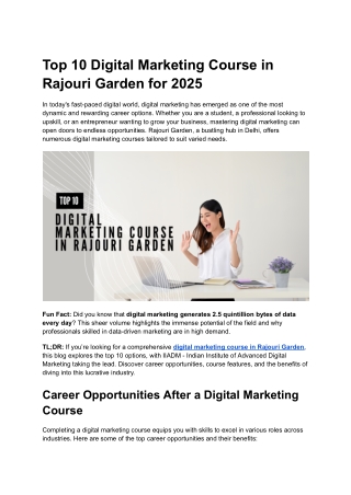 Digital Marketing Course in Rajouri Garden