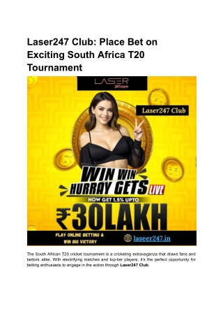 Laser247 Club_ Place Bet on Exciting South Africa T20 Tournament