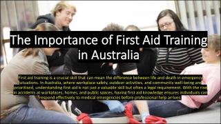 The Importance of First Aid Training in Australia