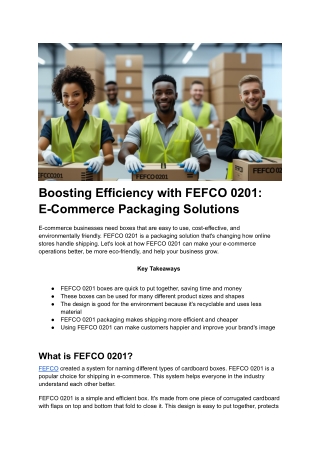 Boosting Efficiency with FEFCO 0201: E-Commerce Packaging Solutions