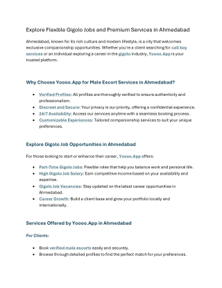 Explore Flexible Gigolo Jobs and Premium Services in Ahmedab