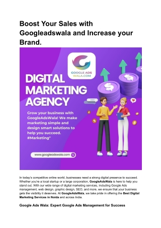 Boost Your Sales with Googleadswala and Increase your Brand.