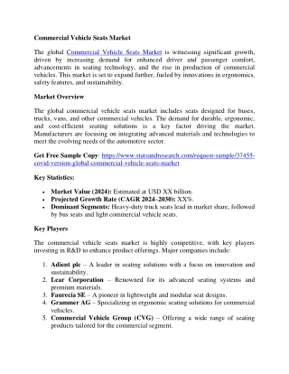 Commercial Vehicle Seats Market
