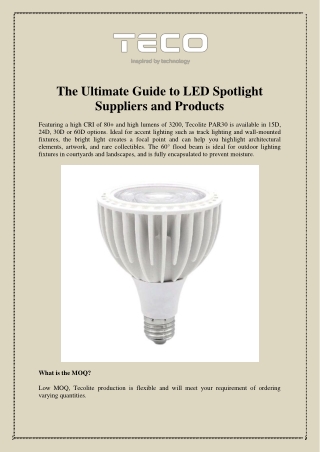 The Ultimate Guide to LED Spotlight Suppliers and Products