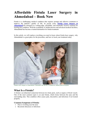 Affordable Fistula Laser Surgery in Ahmedabad