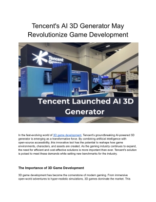 Tencent's AI 3D Generator May Revolutionize Game Development