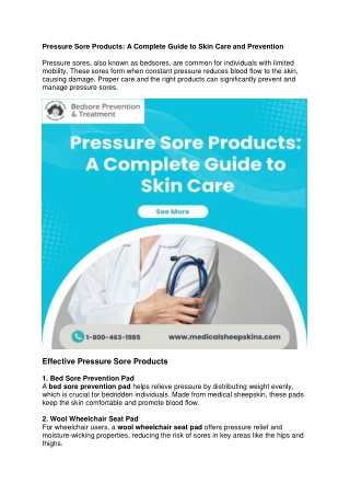 Pressure Sore Products: A Complete Guide to Skin Care and Prevention