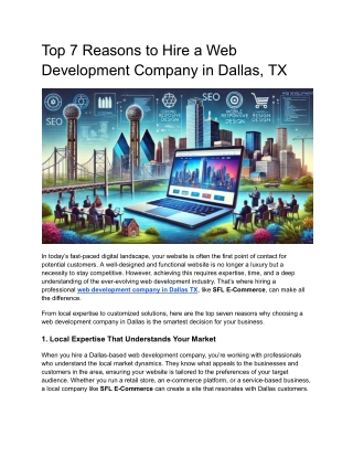 Top 7 Reasons to Hire a Web Development Company in Dallas, TX