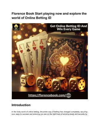 Florence Book Start playing now and explore the world of Online Betting ID