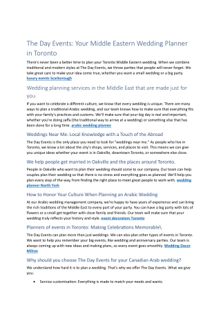 Wedding decoration Toronto