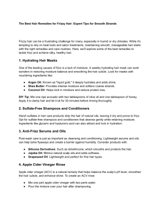 The Best Hair Remedies for Frizzy Hair_ Expert Tips for Smooth Strands - Google Docs