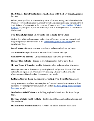 Deluxe Travel Packages Kolkata