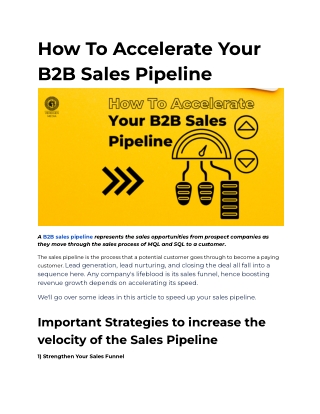 How To Accelerate Your B2B Sales Pipeline