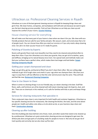 Deep Cleaning Services Riyadh