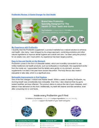 ProDentim: A Game-Changer for Oral Health.