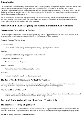 Moseley Collins Law: Fighting for Justice in Portland Car Accidents