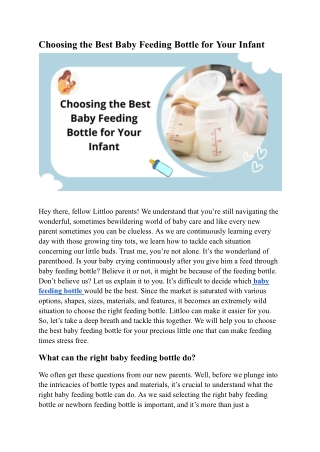 Choosing the Best Baby Feeding Bottle for Your Infant