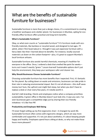 What are the benefits of sustainable furniture for businesses