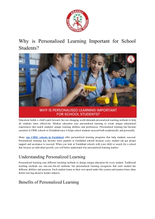 Why is Personalised Learning Important for School Students