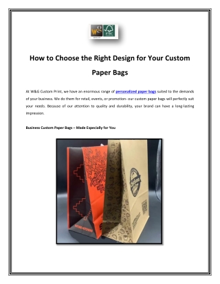 How to Choose the Right Design for Your Custom Paper Bags
