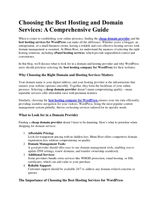 Choosing the Best Hosting and Domain Services